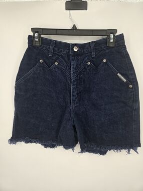 Roughrider Circle T Navy Vintage Denim Shorts with Frayed Hem 9/10 (7048)